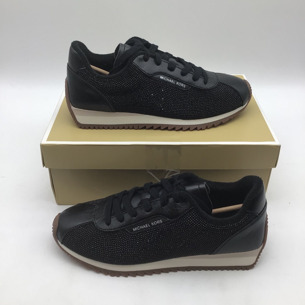 Michael Kors Black Rhinestone Lace-Up Sneakers